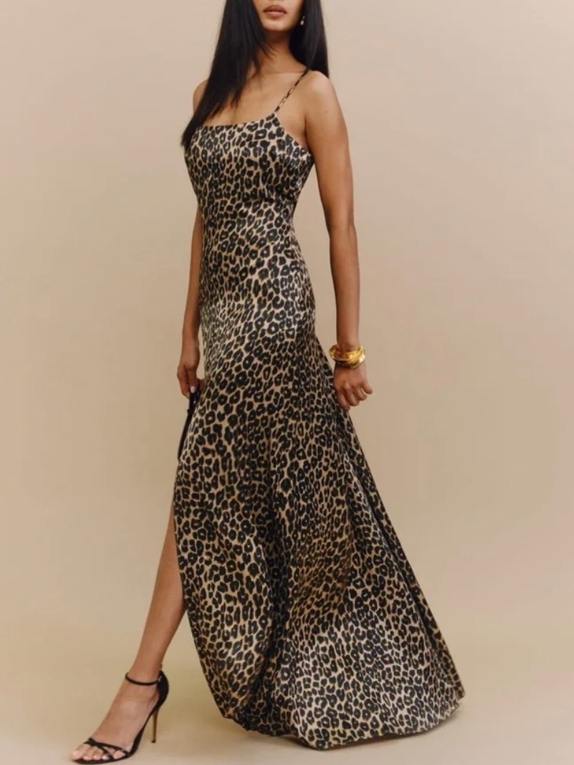 Reformation Selah Silk Dress In Leo, Brand New, Never Worn, No Flaws.